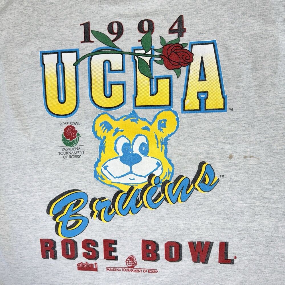 Vtg 90s Single Stitch Men Large UCLA Rose Bowl Bruins Mascot Graphic T-Shirt USA